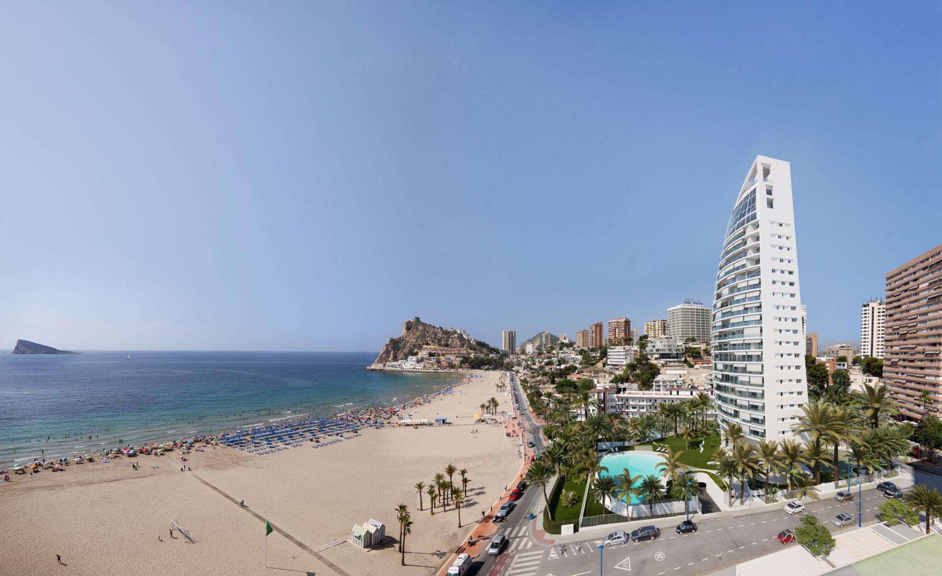 Luksusowy apartament z przestronnym tarasem 1° line beach Benidorm in Medvilla Spanje